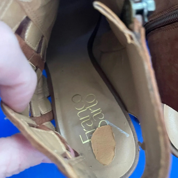 Franco Sarto Cute Cut-Out Peep Toe Booties Marty whiskey Brown size 9 - Picture 5 of 12